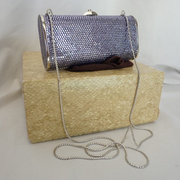 Judith Leiber Handbags - Judith Leiber Blue Crystal Embellished Minaudière